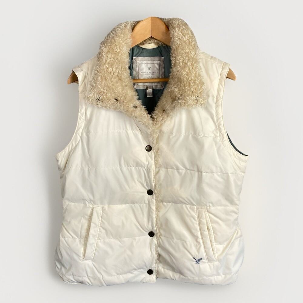 American Eagle Vintage Y2K Fur Lined Vest Women’s XL Down Filled Puffer Cozy